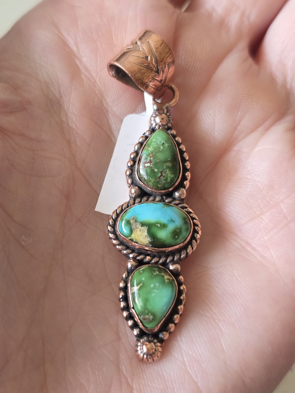 Triple Stone Sonoran Pendant In Copper, Southwestern